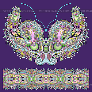 Neckline ornate floral paisley embroidery fashion - vector clipart