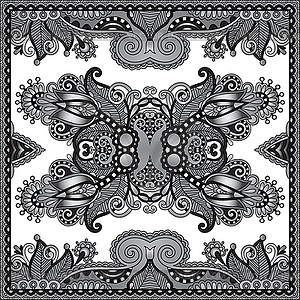 Grey ornamental floral paisley bandanna - vector image