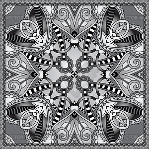 Grey ornamental floral paisley bandanna - vector image