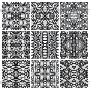 Set of grey different seamless vintage geometric - vector image