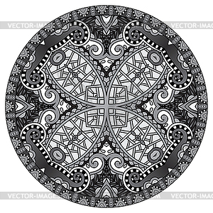 Grey decorative design of circle dish template, - vector clip art