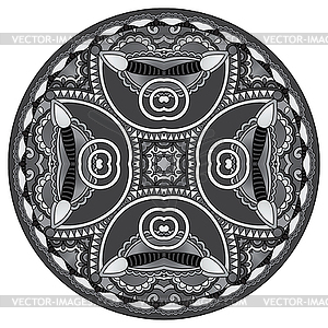 Grey decorative design of circle dish template, - vector image