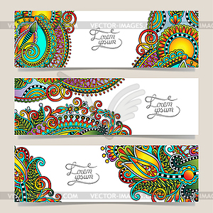 Set of three horizontal banners with decorative - vector clipart