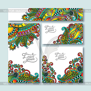 Collection of decorative floral greeting cards in - color vector clipart