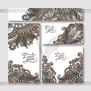 Collection of decorative floral greeting cards in - vector clipart