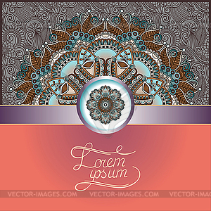 Floral round pattern in Ukrainian oriental ethnic - vector clipart