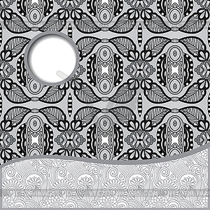 Grey geometric tribal pattern with place for your - vector image