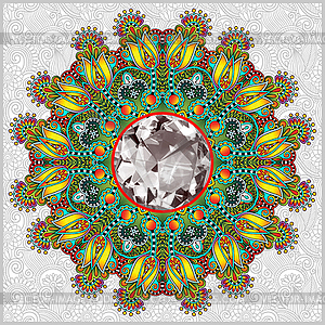 Floral background with diamond jewel - vector clipart