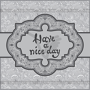 Grey oriental decorative template for greeting card - vector clipart / vector image