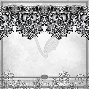 Grey flower ornamental line design on grunge - vector clipart