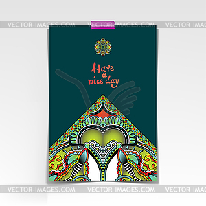 Decorative sheet of paper with oriental floral - color vector clipart