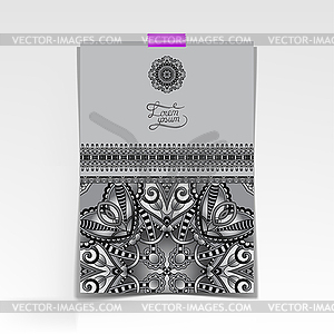 Grey decorative sheet of paper with oriental - vector clipart