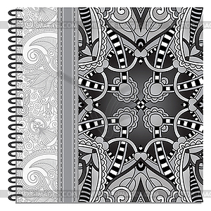 Grey design of spiral ornamental notebook cover - vector clip art