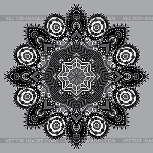 Grey circular decorative geometric pattern for - vector image
