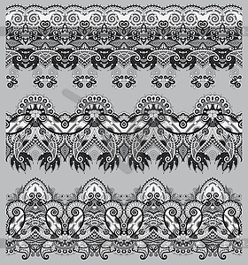 Grey collection of seamless ornamental floral - vector clipart