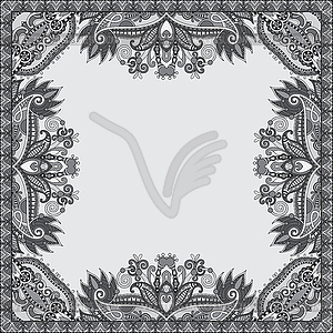 Grey vintage floral ornamental template on flower - vector image