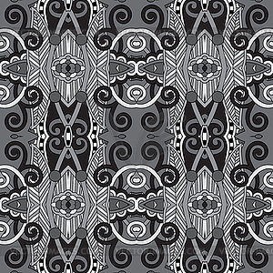 Grey geometry vintage floral seamless pattern - vector image