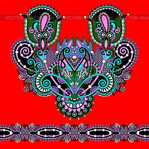 Neckline ornate floral paisley embroidery fashion - vector clipart