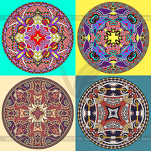 Set of decorative design of circle dish template - vector image