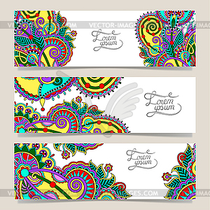 Set of three horizontal banners with decorative - vector clipart