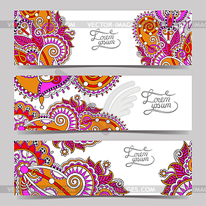 Set of three horizontal banners with decorative - royalty-free vector image