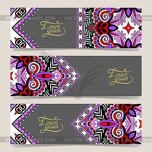 Набор из трех горизонтальных баннеров с декоративной - векторное изображение EPS