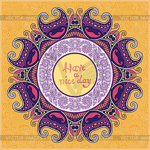 Round ornamental frame, circle floral background, - vector clipart