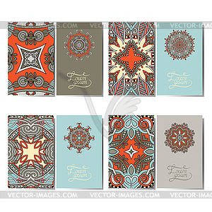 Collection of ornamental floral business cards, - vector clipart