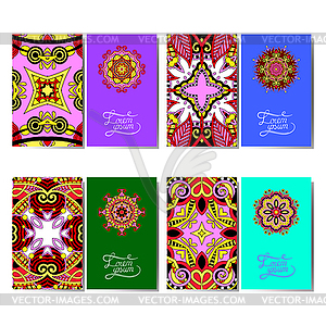 Collection of ornamental floral business cards, - vector image