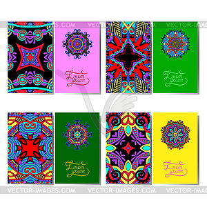 Collection of ornamental floral business cards, - vector image