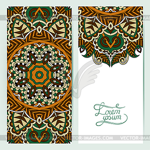 Decorative label card for vintage design, ethnic - vector image