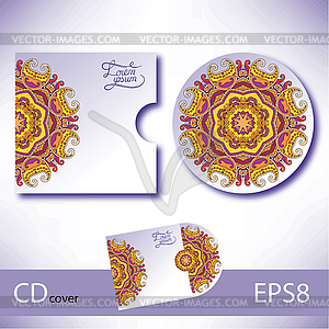 CD cover design template with ukrainian ethnic styl - vector image