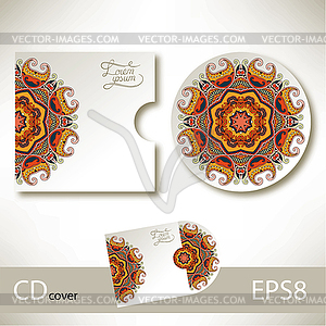 CD шаблон Дизайн обложки с украинской этнической Styl - стоковый векторный клипарт