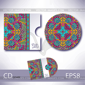 CD шаблон Дизайн обложки с украинской этнической Styl - векторное графическое изображение