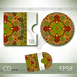 CD шаблон Дизайн обложки с украинской этнической Styl - векторный эскиз