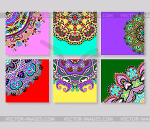 Collection of decorative floral greeting cards in - vector clipart