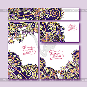 Collection of decorative floral greeting cards in - vector image