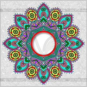 Круглый орнаментальный фрейм, круг цветочный фон, - векторизованное изображение клипарта