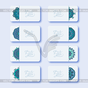 Collection of ornamental floral business cards, - vector image