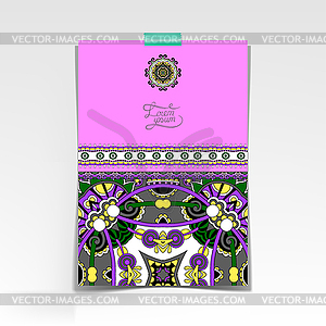 Decorative sheet of paper with oriental floral - vector image