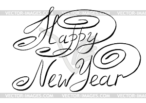 Sketch happy new year hand lettering - vector clipart