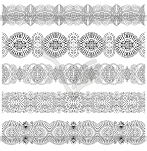 Collection of seamless ornamental floral stripes, - royalty-free vector image