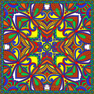 Traditional ornamental floral paisley bandanna. - vector clipart