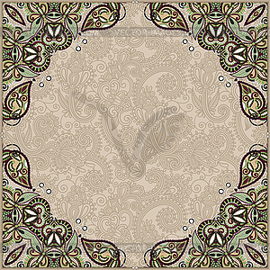 Floral vintage frame, ukrainian ethnic style - vector clipart