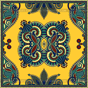 Traditional ornamental floral paisley bandanna. - vector clipart