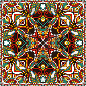 Traditional ornamental floral paisley bandanna. - vector clipart