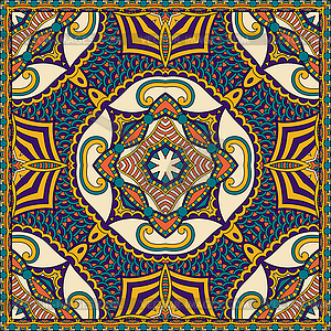 Traditional ornamental floral paisley bandanna. - vector clip art