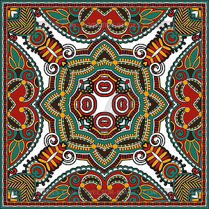 Traditional ornamental floral paisley bandanna. - color vector clipart