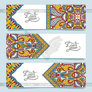 Set of three horizontal banners with decorative - vector clipart