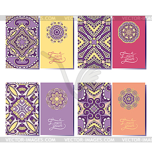 Коллекция декоративных цветочных визитных карточек, - клипарт Royalty-Free